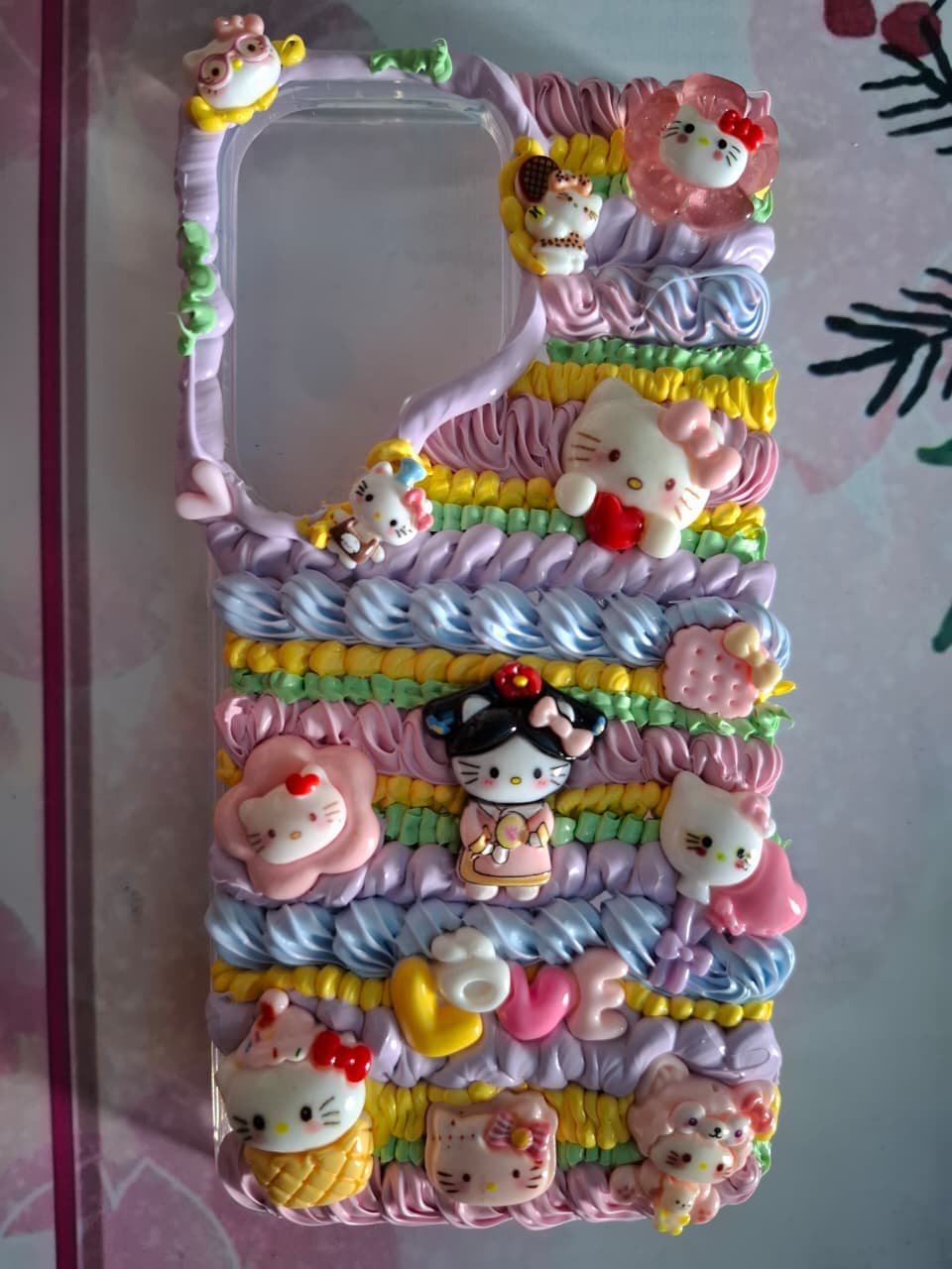 Pastel rainbow Hello Kitty decoden phone case